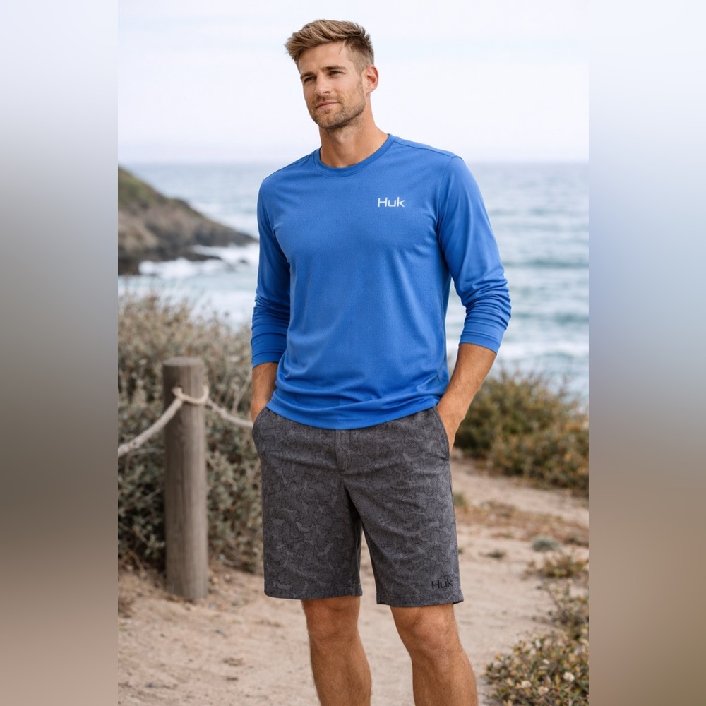 Huk Men’s Performance Fishing Shorts Gray Pattern Size 30